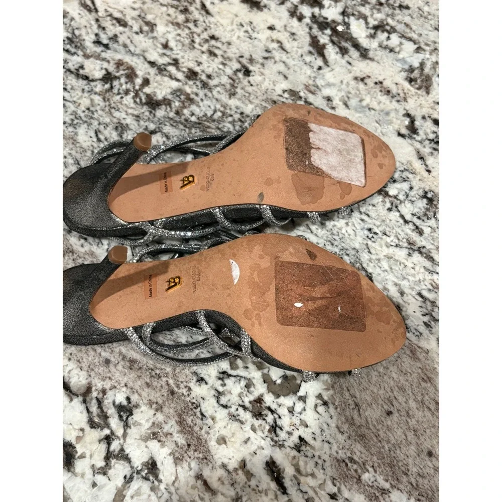 Veronica Beard Aneesha Gray Crystal Embellished Stiletto Sandals Size 5M